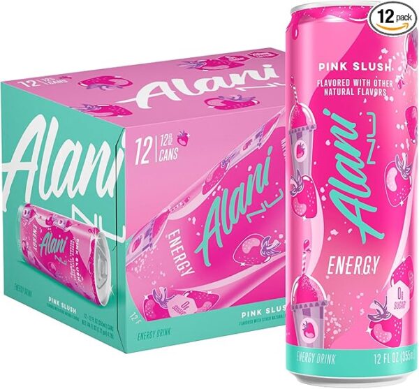 Alani Nu Energy Drink – Pink Slush, Sugar Free, 200mg Caffeine, 12 fl oz Cans (12 Pack)