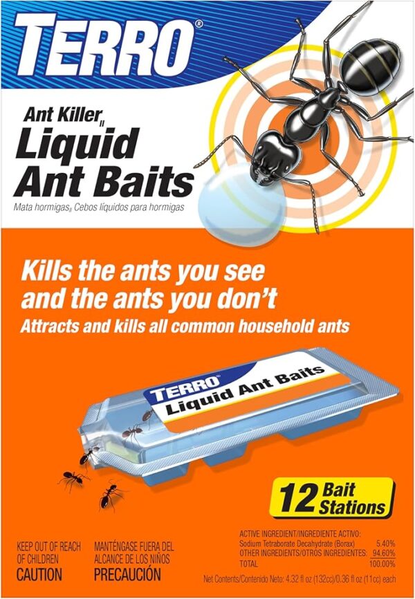 TERRO T300B Liquid Ant Killer Bait Stations – 12 Count for Effective Indoor Ant Control