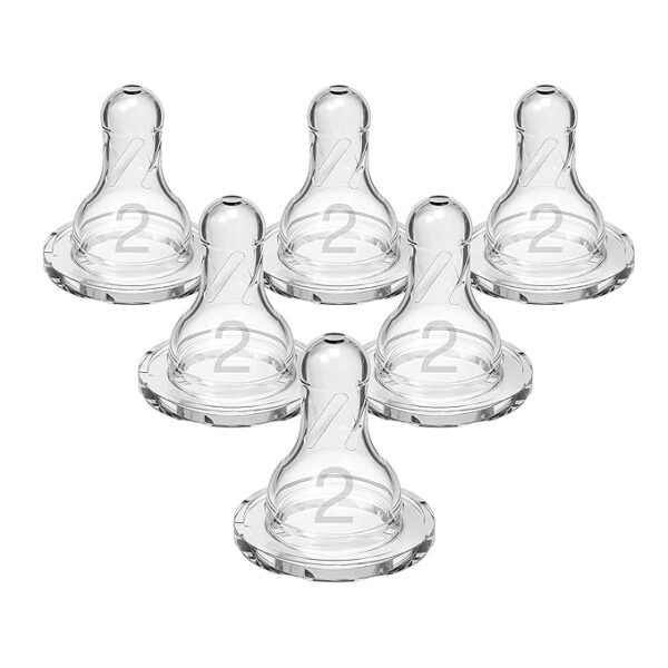 Dr. Brown’s Level 2 Narrow Bottle Nipples, Medium Flow, 6 Ct (3m+)