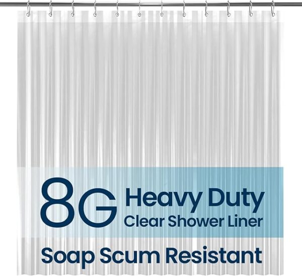 LiBa Waterproof Shower Curtain – Clear PEVA, 8G Thickness, 72x72, Non-Toxic, Rust-Proof Grommets