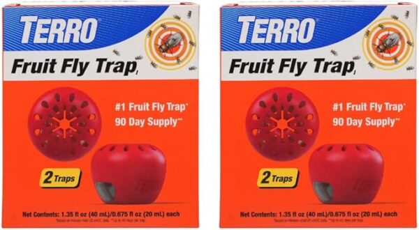 TERRO Fruit Fly Traps for Indoors – 4 Pack with 180 Days of Lure Supply