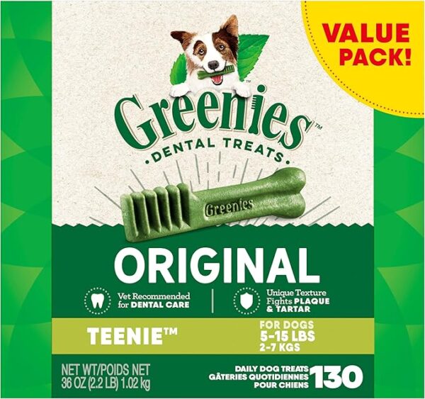 Greenies Original Teenie Dental Dog Treats, 130 Count (36 oz Pack)